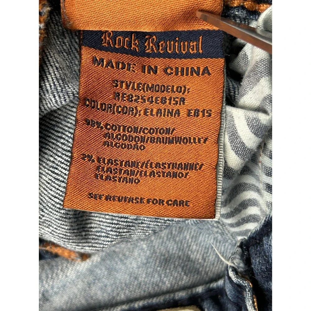 Rock Revival Elaina Bootcut‎ Jeans Size 28 Y2K Distressed Thick Stitch Flap